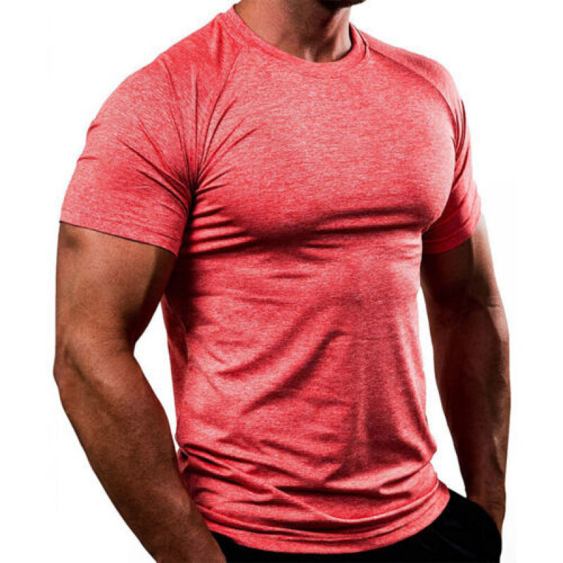Mens Classic Gym Fitness Breathable T-shirt Activewear Workout Solid T-shirt US#