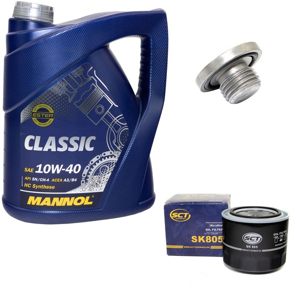 MotoröL ÖLfilter SK805 10W40 5Liter + ÖLablassschraube FüR Opel Astra G Caravan-image