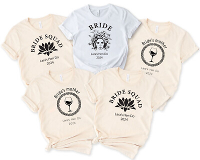 Personalisiertes T-Shirt Braut Junggesellinnenabschied Brautmädchen, Bride Squad, Camp Halbhochzeit