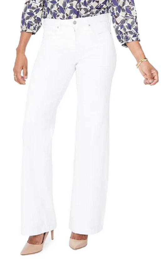 NYDJ Womens New $119 Lift Tuck Wide Leg White Pants Trouser Jeans 16 XL X-Large