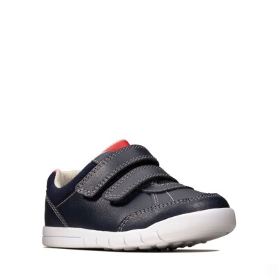 Clarks Jungen Emery Sky K Bavy Leder Rip Tape Schuhe Größe UK 12,5 G