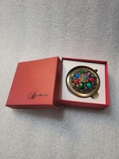 Round Jeweled Pocket Mirror Double-sided Folding Cosmetic Makeup Purse Nice
