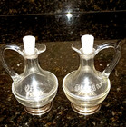 Vintage Glass Oil And Vinegar Cruets with Sterling Silver Bases — photo 1