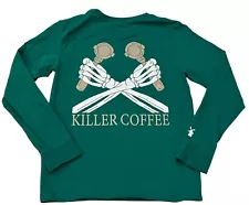Dutch Bros Coffee Shirt Large Men's Long Sleeve "Killer Coffee Logo" Green
