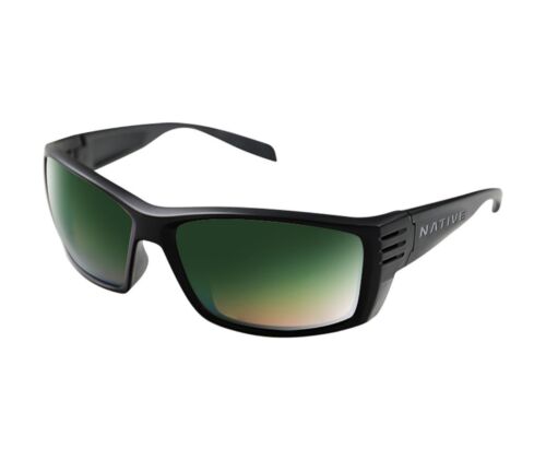 NATIVE EYEWEAR Raghorn POLARIZED Sunglasses Black/green reflex lens NEW - Picture 1 of 3