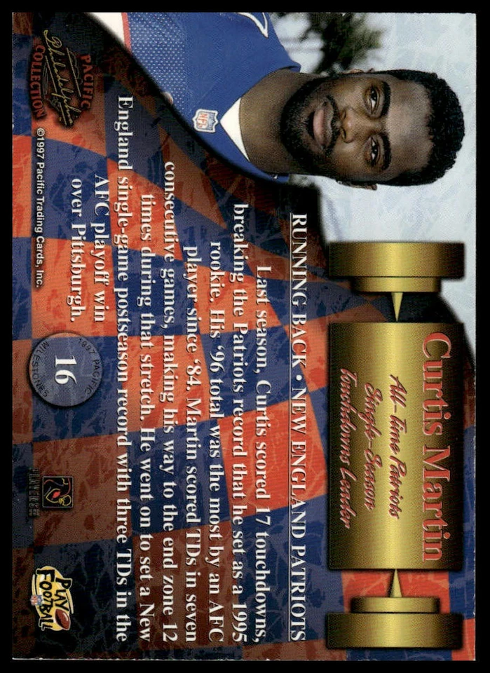 1997 Pacific Philadelphia #16 Curtis Martin Milestones - Image 2 of 2