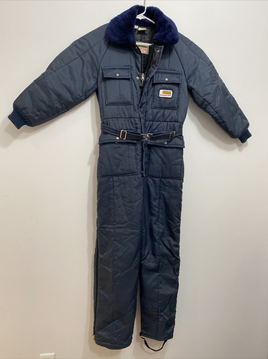 Vtg Walls Blizzard-Pruf Blue Insulated Coveralls Ski Snow M