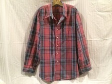 Mens IZOD Plaid Shirt Red Blue Longsleeve Sz XL multi-color Standard Cuff Cotton