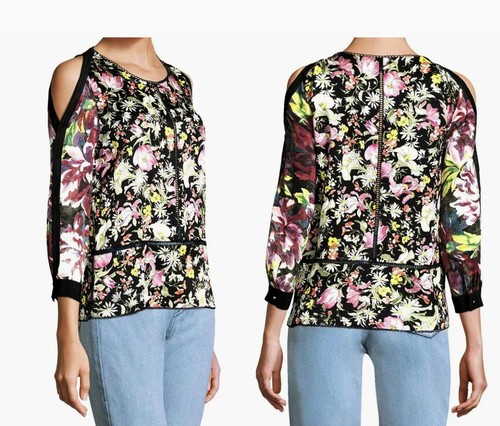 NWOT 3.1 PHILLIP LIM SILK MEADOW FLOWER COLD SHOULDER BLOUSE SIZE: 0