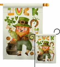 Leprechaun Luck Garden Flag St Patrick Spring Decorative Gift Yard House Banner