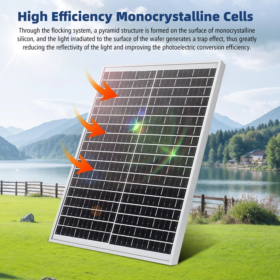 100 Вт 200 Вт 400 Вт 600 Вт 12 В монокристаллическая солнечная панель дома RV кемпинг вне сети - Изображение 3 из 4