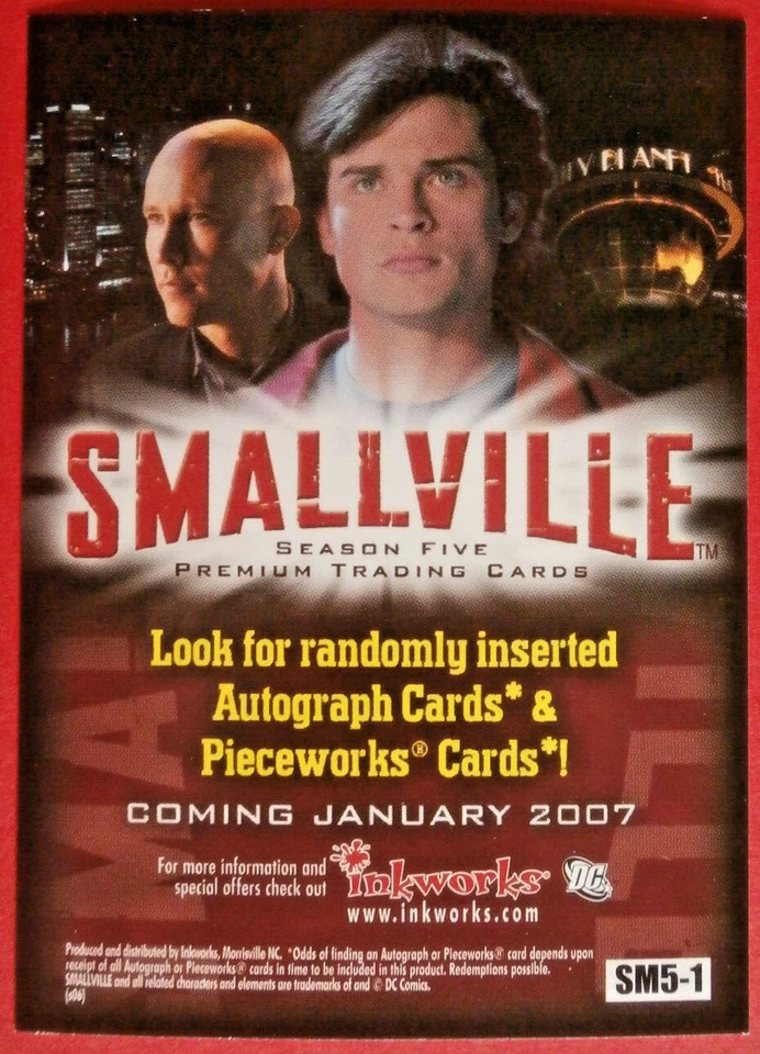 SMALLVILLE - SEASON FIVE - PROMO CARD SM5-1 - Inkworks 2007 - Image 2 of 2