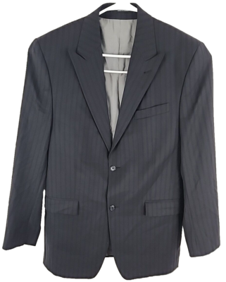 Calvin Klein Mens Charcoal Gray Black Pinstripe Suit, J: 40L Calvin Klein Mens Charcoal Gray Black Pinstripe Suit, J: 40L