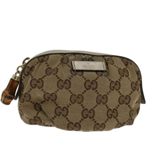 Gucci Bamboo Beige Canvas Clutch Bag Authentic - image 1
