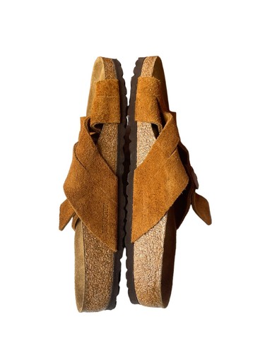 Birkenstock Lugano Soft Footbed Suede Leather Cognac Mink Sandals L:11/M:9 - 第 5/5 張圖片
