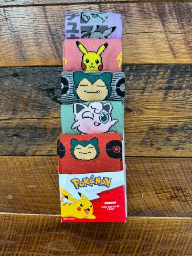 Brand New Pokemon Crew Socks -5 Pack Shoe Size 6 1/2 - 12