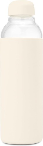 Glass Water Bottle w/ Protective Silicone Sleeve | Cream 20 Ounces,Portable