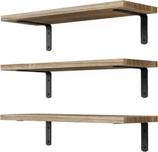 Floating Shelves, 3 Sets Wall Shelves, Wooden Floating Shelves for Wall Décor, W