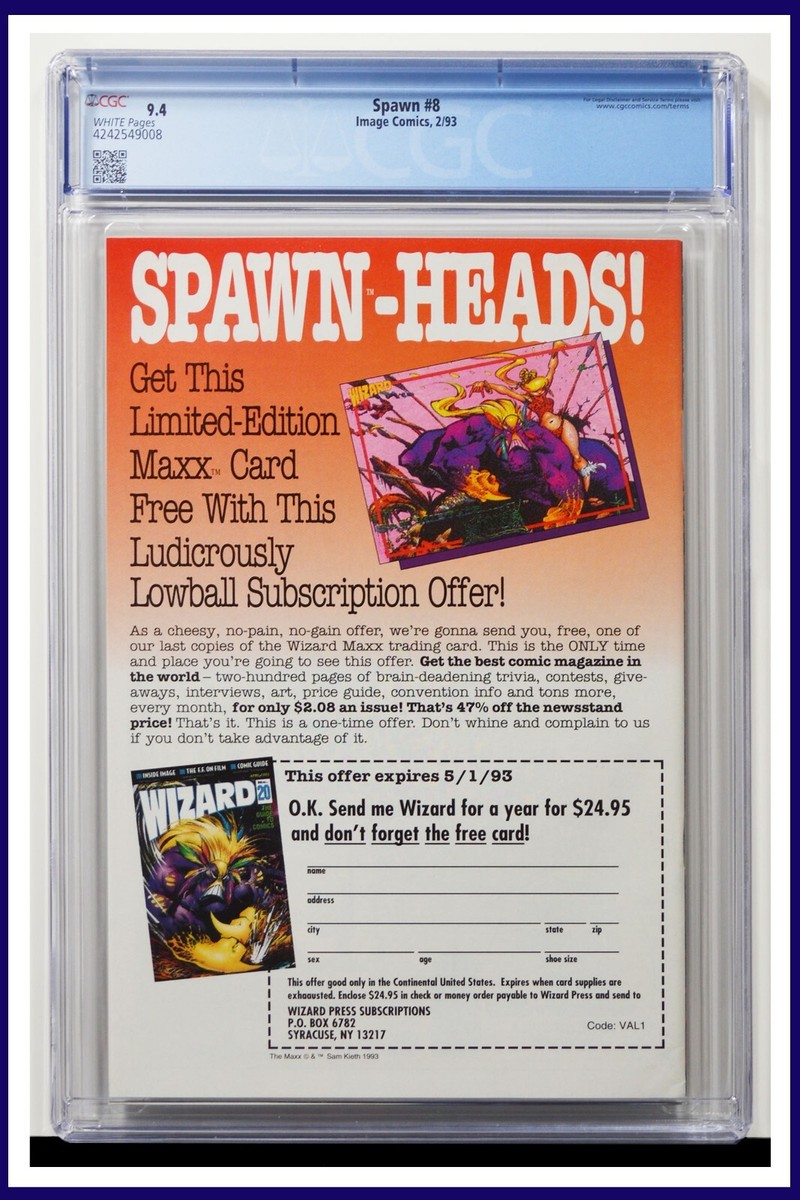 Spawn #8 CGC Graded 9.4 Image February 1993 Todd McFarlane