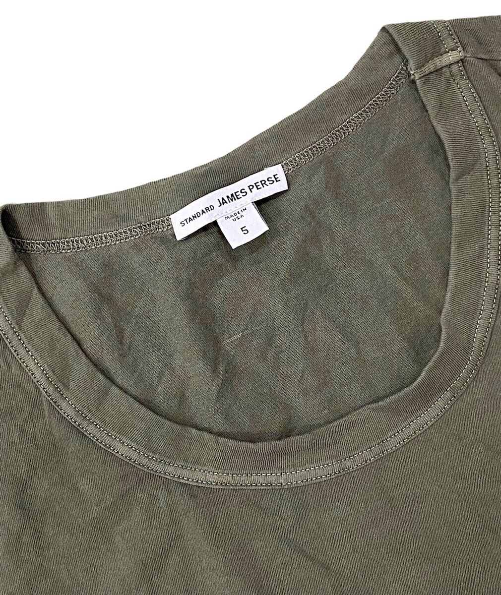 Tシャツ・カットソー JAMES PERSE Men T Shirts IMLJ3311PLAP Green James Perse Men's MLJ3311 Olive Green Pigment Wash Short