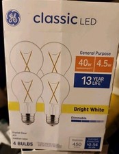 GE Classic LED 40 Watt Replacement Soft White 4 Pack A19 4.5 W 2700K