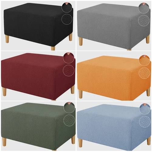 Fußhocker Stretch Bezug Hocker Ottomane Aufbewahrung Sofa Schonbezug Rechteck Schutz - Bild 5 von 40