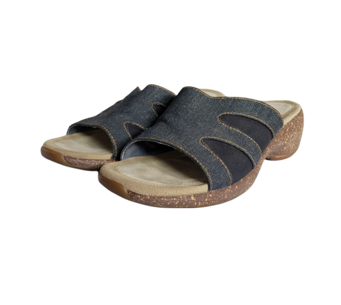 MERRELL Sundial Slide Fudge scarpe sandalo donna blu denim tacco sughero