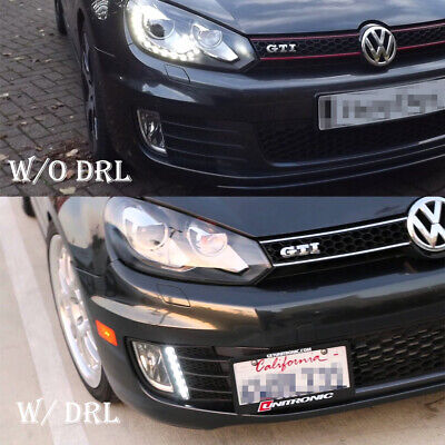 For 10-14 Volkswagen Golf/GTI MK6 VI DRL LED Fog Lamps Bezel Insert Grill Covers