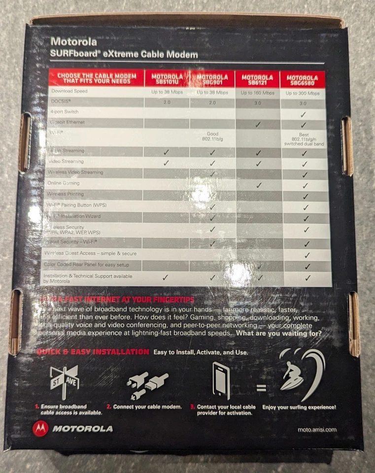 Motorola SB6121 SURFboard eXtreme Cable Módem DOCSIS 3.0 Interfaz Inalámbrica Foto 4 de 4