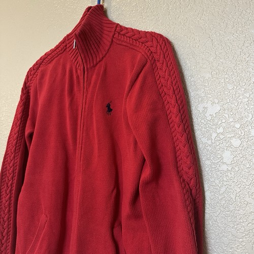Ralph Lauren - Maglione donna rosso maglia a costine giacca full zip donna medio - Foto 2 di 6