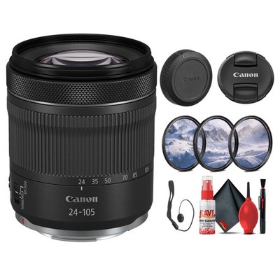 Canon RF 24-105mm f/4-7.1 IS STM Lens (4111C002) + Filter Kit + Cap Keeper  -
