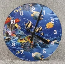 Ocean Beach House  Decorative Wall Clocks Blue Fun Aquatic Fish Marine Life