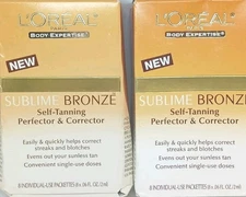 Loreal L'Oréal Sublime bronze self tanning perfector corrector 2x8 packet boxes