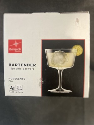 Bartender Novecento 7.5 oz. Fizz Cocktail Glass 4 Count Pack of 1 Clear