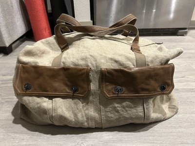 Vintage Banana Republic Duffel Bag Linea Viaggio Linen Leather