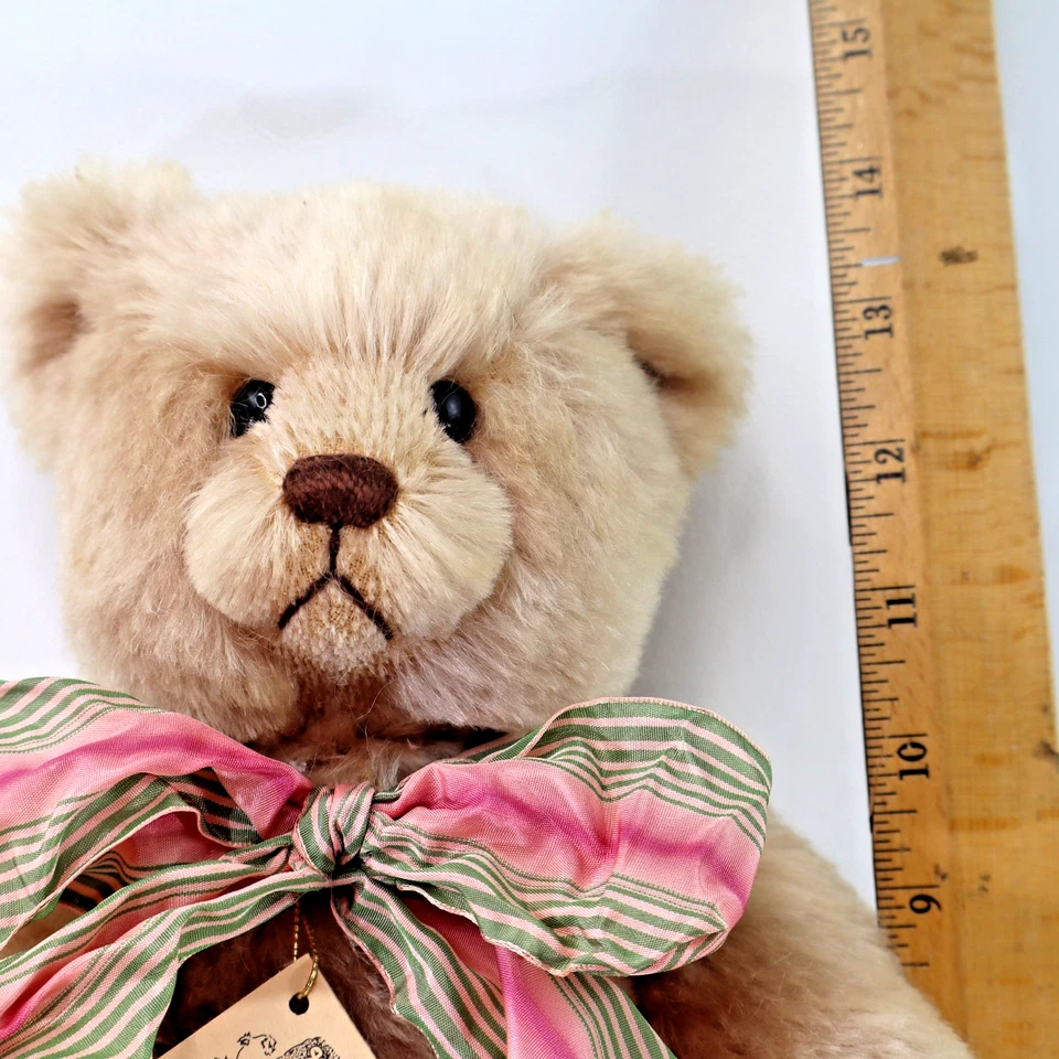 OOAK Artistan Teddy Bear Bonnie Windell Windlewood pink champagne mohair tags 92 - Image 4 of 4