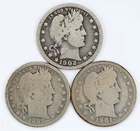 1897-O 1901-O 1902-S Barber Quarters Silver 25c Lot of 3