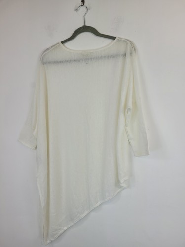 Phase Eight Asymmetric 3/4 Sleeve Ivory 100% Linen Pullover Size XL - Picture 8 of 11