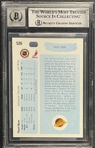 PAVEL BURE SIGNED 1990 UPPER DECK YOUNG GUNS ROOKIE BECKETT AUTO GRADE 10 096 - Picture 2 of 2