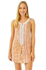 Lilly Pulitzer Dress Womens 2 Orange Sleeveless Embroidered Tropical Pineapple