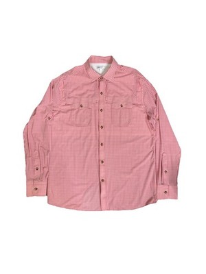 PETER MILLAR RED WHITE CHECK BUTTON DOWN SHIRT LONG SLEEVES VENTED IN BACK MENS