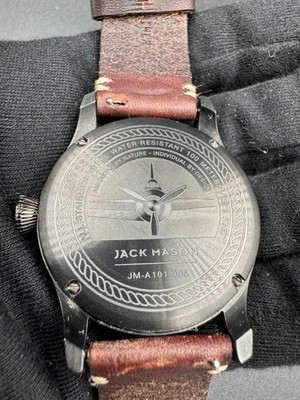 Jack Mason JM-A101 Aviation Black PVD Pilot Watch Leather Strap