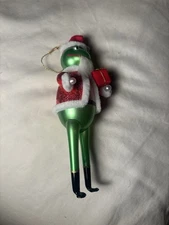 Di Carlini Santa Frog Ornament With Presents Hand Blown Glass Italy