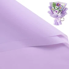20 Sheets Flower Wrapping Paper - 22.4 x 22.4 inch Pure Light Purple Water-Resis