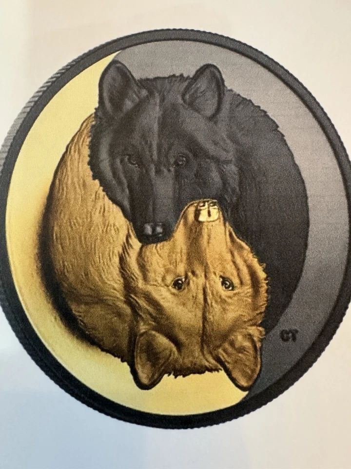 2021 年 1 盎司 99.99% 纯银带镀金加拿大硬币。 灰色狼。  — 第 3/4 张图片