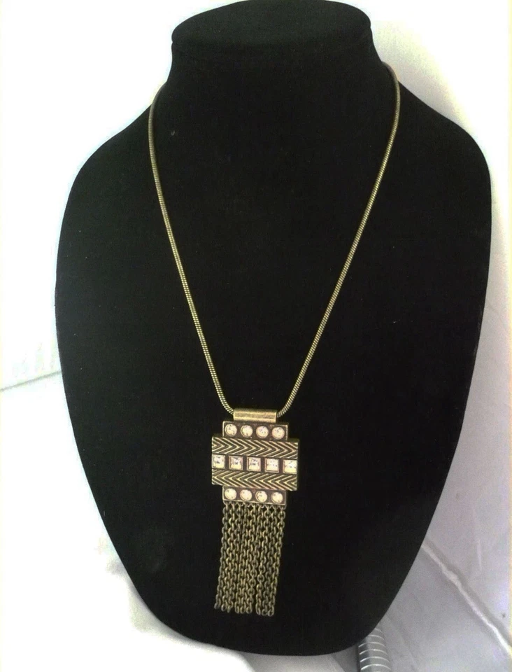 Collar Lia Sophia Tono Bronce Cadena Larga Colgante Borla Cristal Acentos Foto 3 de 4