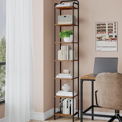 Bookcase Bookshelf, Narrow Book Shelf, Industrial Corner Shelf Storage