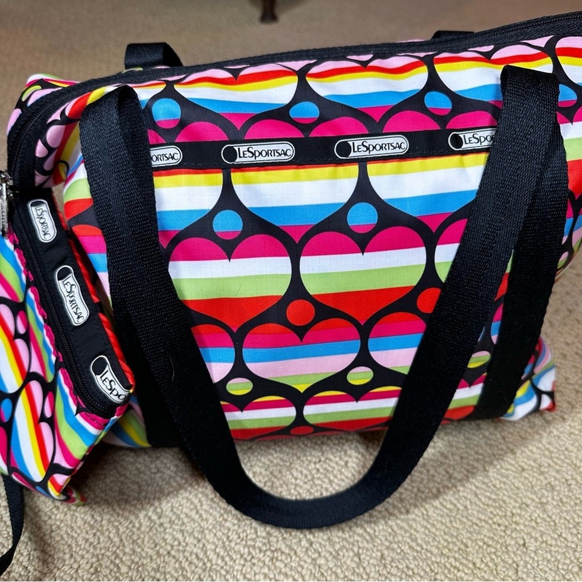 LeSportsac Rainbow Heart Tote 3 Bag Set NWOT | eBay display picture 1