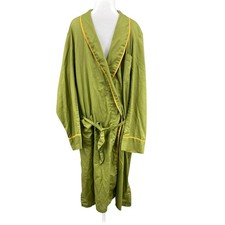 Vintage 70s Mens avocado Green Robe Large Dacron Polyester Permanent Press