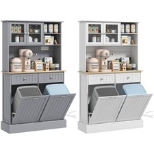HOMCOM Kitchen Pantry Storage Cabinet w/ Charging Station